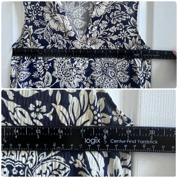 Elliot Lauren Semi Sheer Floral V Neck Gauzy Tier Pocket Dress Large Lightweight - Picture 11 of 14